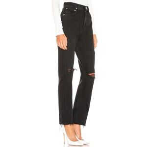 Agolde 'Cherie' High Rise Straight Black Denim Jean Size 24